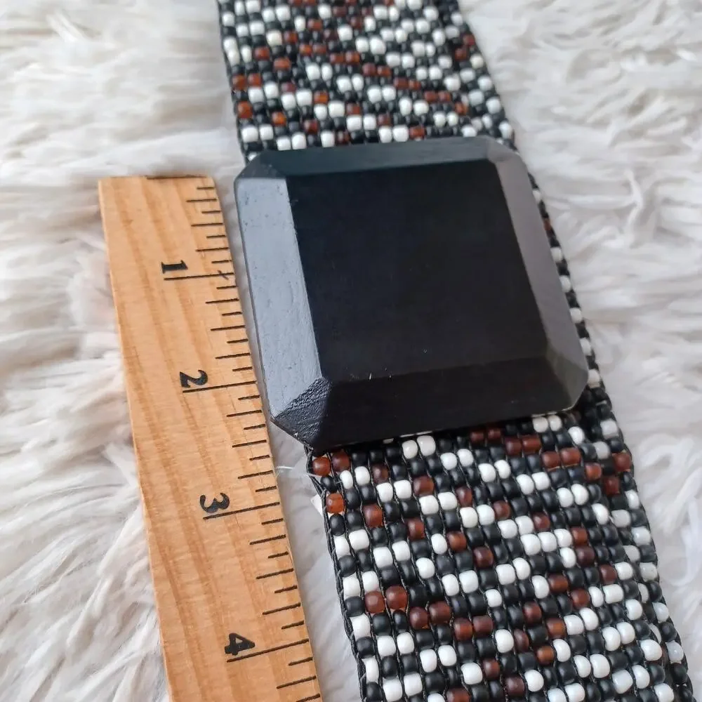 VTG Banana Republic Glass Beaded Stretch Belt bohemian, hippie-inspired design